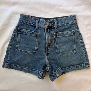 Madewell Women's High-Rise Denim Patch Pocket Shorts in Medium Blue